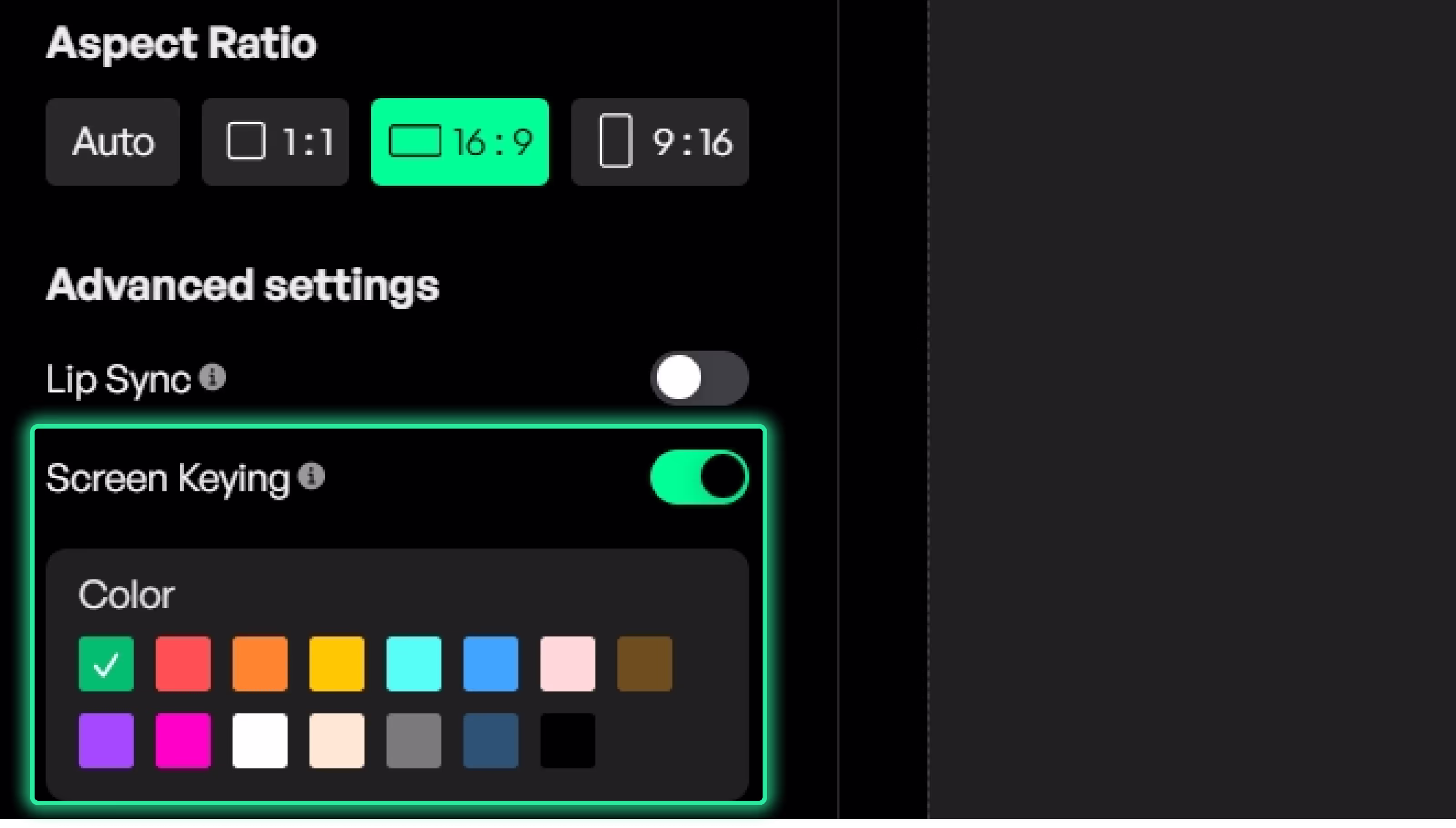 control board with screen keying option by choosing different colors