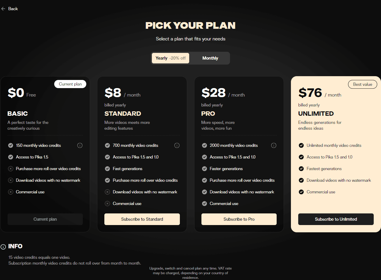 pricing plan