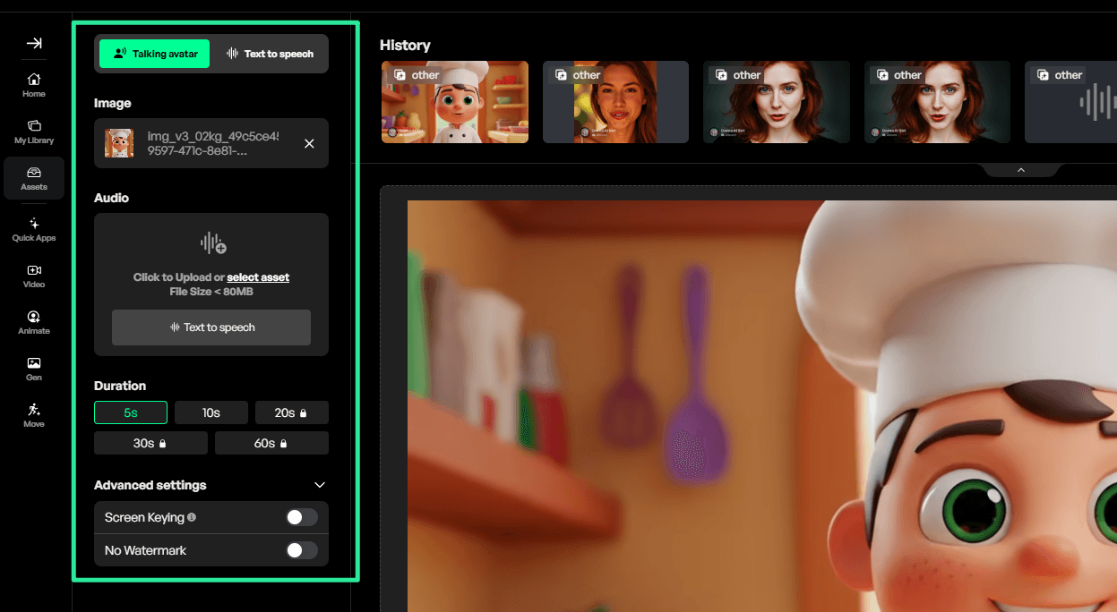 Add a script and voice to a talking avatar