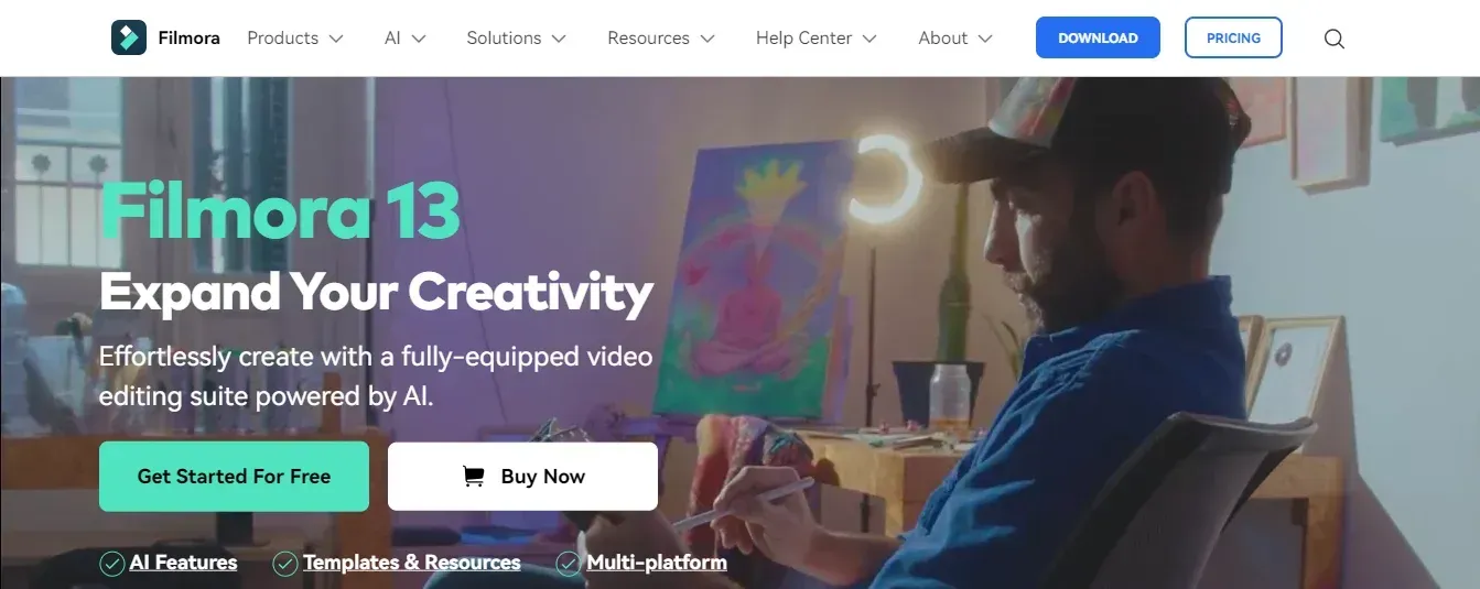 Filmora Homepage