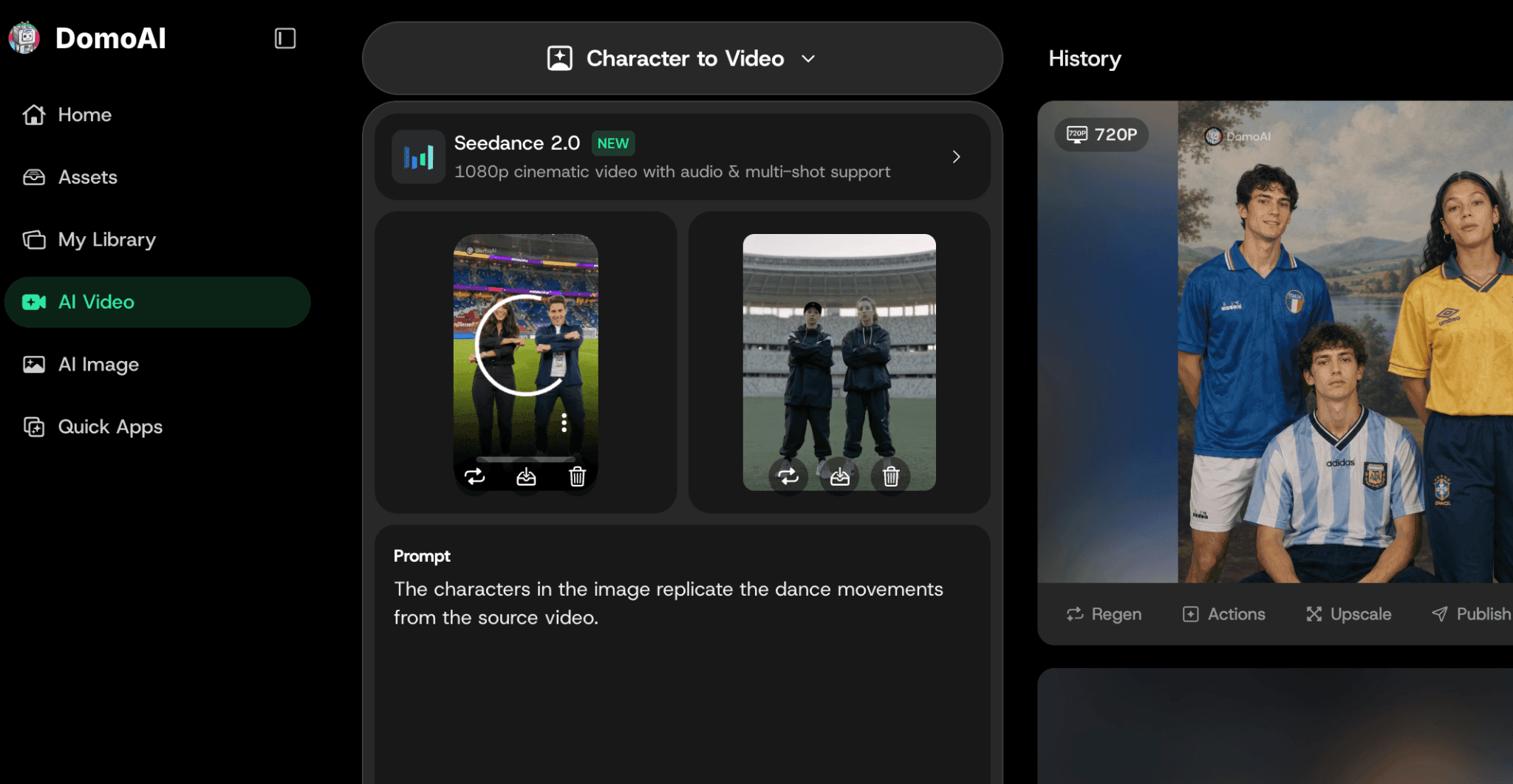 DomoAI Character to Video dance reference workflow