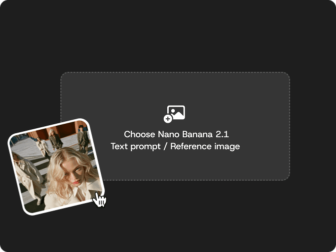 Zone d’ajout d’images de Nano Banana 2.1 avec un portrait de référence à côté du prompt et des instructions sur les images de référence.