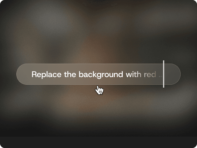 Prompt de retouche « Replace the background with red » dans un champ de texte aux coins arrondis.