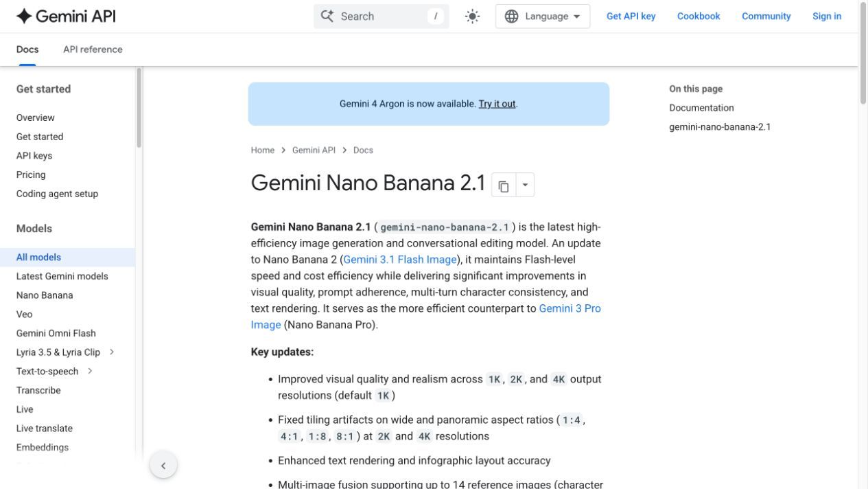 Google documentation for Nano Banana 2.1